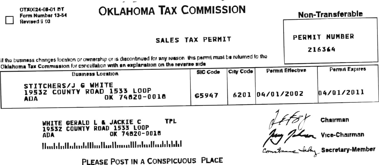 Tax Permit